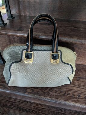 Fendi Beige and Black Chameleon Structured Canvas /Leather Satchel Handbag